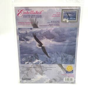 Janlynn Cross Stitch Kit Sacred Heights Eagle 17”x12” Unopened USA VTG 2000 Y2K
